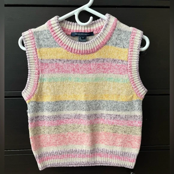 French Connection - Colorful Striped Sweater Vest - Picture 1 of 2